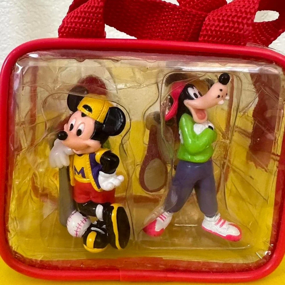 Disney Mickey & Friends Figurine Set in Red Zippered Case - Vintage Collectible